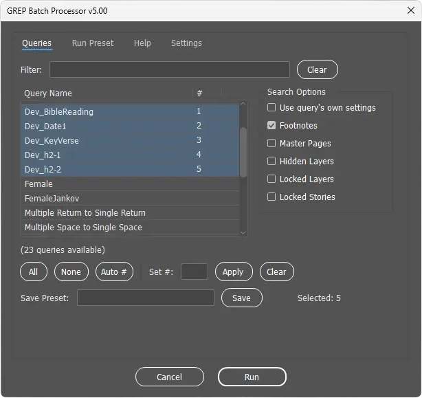 GREP Batch Processor - Main Interface